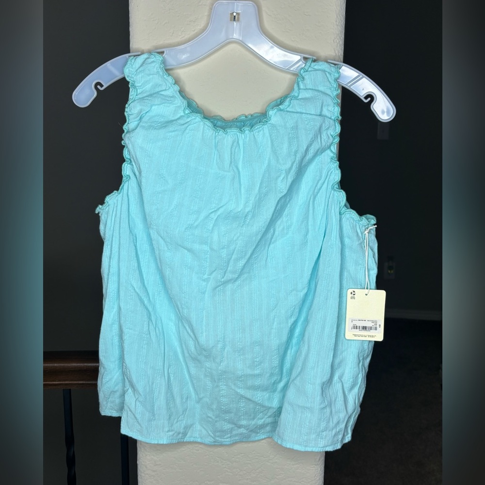ANA A New Approach V Back Elastic Lettuce Hem tank Top NWT 100% Cotton